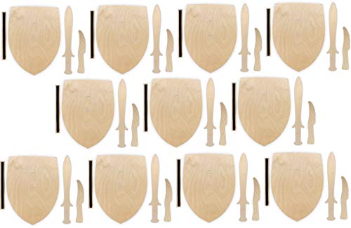 Herr Bo & Co 10x Ritterschild, Dolch und Messer als Set aus unbehandeltem 3mm Birkensperrholz, inkl. Halteschlaufe aus hochwertigem doppelseitigem Klettband, FSC-Zertifiziert, Made in Germany Herr Bo & Co 10x Ritterschild, Dolch und Messer als Set aus unbehandeltem 3mm Birkensperrholz, inkl. Halteschlaufe aus hochwertigem doppelseitigem Klettband, FSC-Zertifiziert, Made in Germany von Herr Bo & Co