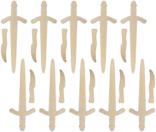 Herr Bo & Co 10x Ritterschwert und Messer als Set aus 3mm Birkensperrholz, unbehandelt, zum Selbergestalten Herr Bo & Co 10x Ritterschwert und Messer als Set aus 3mm Birkensperrholz, unbehandelt, zum Selbergestalten von Herr Bo & Co