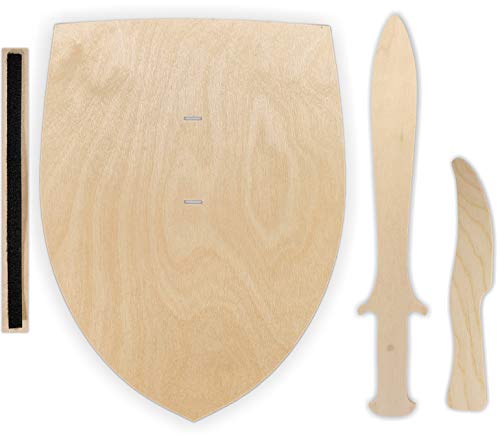 Herr Bo & Co Ritterschild, Dolch und Messer als Set aus unbehandeltem 3mm Birkensperrholz, inkl. Halteschlaufe aus hochwertigem doppelseitigem Klettband, FSC-Zertifiziert, Made in Germany Herr Bo & Co Ritterschild, Dolch und Messer als Set aus unbehandeltem 3mm Birkensperrholz, inkl. Halteschlaufe aus hochwertigem doppelseitigem Klettband, FSC-Zertifiziert, Made in Germany von Herr Bo & Co