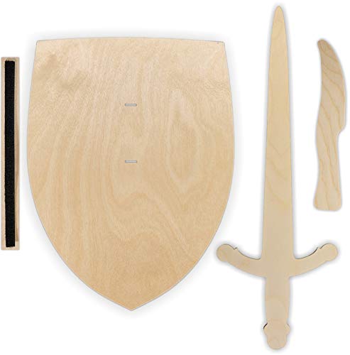 Herr Bo & Co Ritterschild, Ritterschwert und Messer als Set aus unbehandeltem 3mm Birkensperrholz, inkl. Halteschlaufe aus hochwertigem doppelseitigem Klettband, FSC-Zertifiziert, Made in Germany Herr Bo & Co Ritterschild, Ritterschwert und Messer als Set aus unbehandeltem 3mm Birkensperrholz, inkl. Halteschlaufe aus hochwertigem doppelseitigem Klettband, FSC-Zertifiziert, Made in Germany von Herr Bo & Co