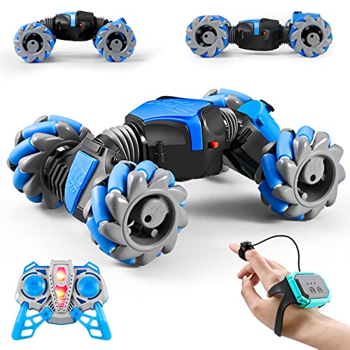 Hersance Remote Control Car, Acrobatics Rotation 4WD 360° Gesture Induction Twisting Vehicle Rotating RC Double Sided Stunt Car with Lights Music Spray Toy Gift for Childre (Kinder-Edition) von Hersance