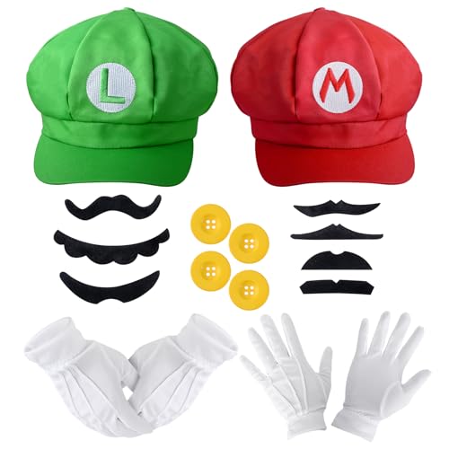 Herton Mario Bros Mütze rot und grün Hut Kappen Schnurrbärte Handschuhe Knöpfe Hosenträger Mario and Luigi Karneval Fasching Party Verkleidung Karneval Cosplay Kostüm für Erwachsene Kinder Herton Mario Bros Mütze rot und grün Hut Kappen Schnurrbärte Handschuhe Knöpfe Hosenträger Mario and Luigi Karneval Fasching Party Verkleidung Karneval Cosplay Kostüm für Erwachsene Kinder von Herton