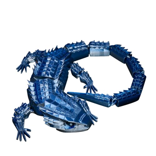 HertzMy 3D-gedruckte Eidechse für Erwachsene, große Neuheit & Gag Chamäleon mit beweglichen Gelenken, kreatives Kunststück und Spaß für Teenager (Laser Blau) von HertzMy