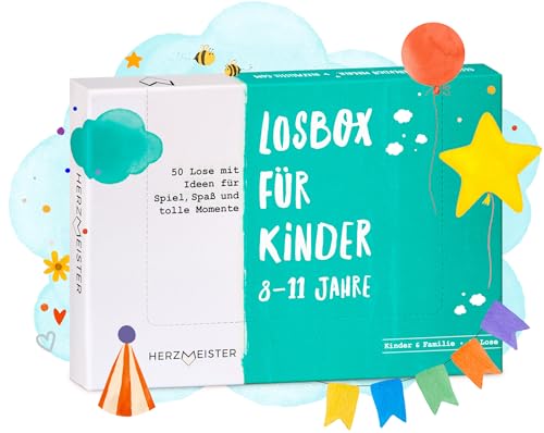 Losbox für Kinder 8-11 Jahre I Das Geschenk für Mädchen und Jungen I 50 Lose mit Ideen für Spiel, Spaß & tolle Momente I Kreative Geschenkidee & Überraschung zum Geburtstag, zu Ostern, Weihnachten … von Herzmeister