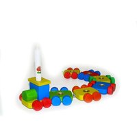 Geburtstagszug mit 6 Anhängern aus Holz von Hess-Holzspielzeug GmbH & Co.KG