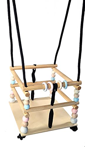 Hess Holzspielzeug 20005 - Gitter-Schaukel aus Holz mit Sprossen, bunten Perlen und Ringen, Nature Serie, für Babys ab 12 Monaten, für Garten und Terrasse Hess Holzspielzeug 20005 - Gitter-Schaukel aus Holz mit Sprossen, bunten Perlen und Ringen, Nature Serie, für Babys ab 12 Monaten, für Garten und Terrasse von Hess