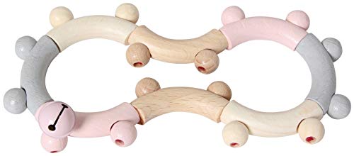 Hess Holzspielzeug 11105 - Motorik-Rassel aus Holz in Form einer Acht, Nature Serie in Rosa, mit beweglichen Teilen, ab 6 Monaten, handgefertigt, für Greifübungen von Hess