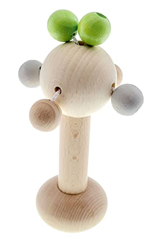 Hess Holzspielzeug 11128 - Klapperbäumchen aus Holz, Nature Serie in Apfelgrün, handgefertigter Greifling für Babys ab 3 Monaten, als Geschenk zur Geburt oder Taufe von Hess Holzspielzeug