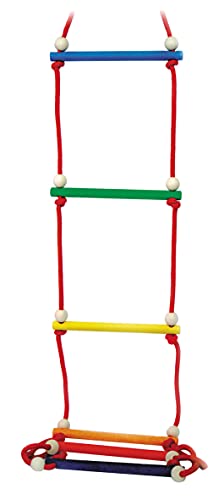 Hess Holzspielzeug 20009 - Strick-Leiter aus Holz mit 6 Sprossen, handgefertigt, für Kinder ab 3 Jahren, ca. 28 x 200 x 3 cm, für unbegrenzten Kletterspaß im Haus und Garten von Hess Holzspielzeug