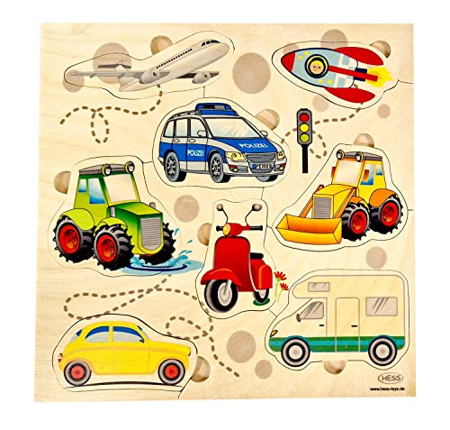 Hess Holzspielzeug 14971 - Puzzle aus Holz, Motiv Fahrzeuge, handgefertigt, für Kinder ab 3 Jahren Hess Holzspielzeug 14971 - Puzzle aus Holz, Motiv Fahrzeuge, handgefertigt, für Kinder ab 3 Jahren von Hess