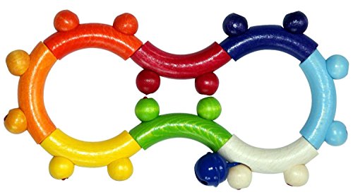 Hess Holzspielzeug 11011 - Motorik-Rassel aus Holz, in Form einer Acht, mit beweglichen Teilen, für Babys ab 6 Monaten, handgefertigt, für Greifübungen von Hess