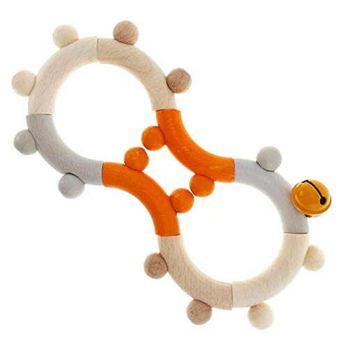 Hess Holzspielzeug 11131 - Motorik-Rassel aus Holz, in Form einer Acht, mit beweglichen Teilen, für Babys ab 6 Monaten, handgefertigt, nature orange von Hess
