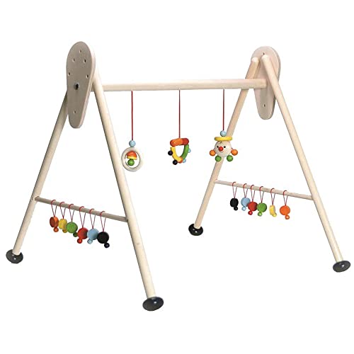 Hess Holzspielzeug 13337 - Spiel-Gerät aus Holz, Serie Benny, für Babys, handgefertigter Spielbogen mit farbenfrohen Figuren und Rasseln, ca. 61 x 55 x 55 cm groß von Hess Holzspielzeug