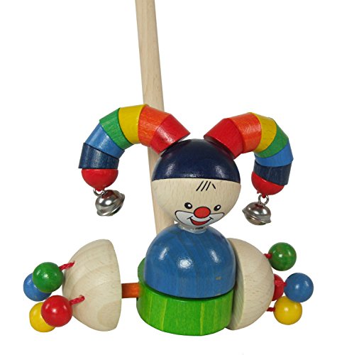 Hess Holzspielzeug 14422 - Schiebefigur aus Holz, Harlekin, handgefertigt, zum Schieben und Ziehen, für Kinder ab 12 Monaten, ca. 13 x 16 x 60 cm von Hess