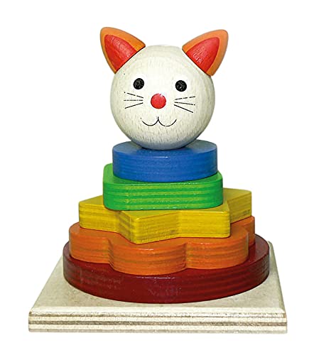 Hess Holzspielzeug 14853 - Stapelturm Katze aus Holz, 9 x 9 x 10,5 cm, bunt Hess Holzspielzeug 14853 - Stapelturm Katze aus Holz, 9 x 9 x 10,5 cm, bunt von Hess