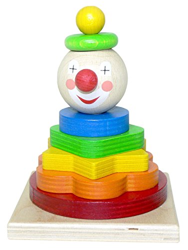 Hess Holzspielzeug 14855 - Stapelturm Clown aus Holz, ca. 12,5 x 9 x 9 cm von Hess Holzspielzeug