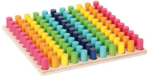 Hess Holzspielzeug 14866 - Farben-Steckspiel aus Holz mit 121 Steckern inklusive 6 Steckvorlagen, für Kinder ab 3 Jahren, handgefertigt von Hess