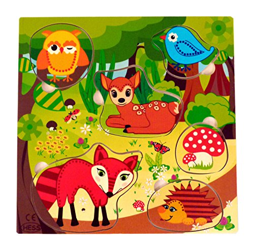 Hess Holzspielzeug 14903 - Puzzle aus Holz mit 6 Teilen, Serie Waldtiere, für Kinder ab 3 Jahren, handgefertigt, ideal als Geschenk Hess Holzspielzeug 14903 - Puzzle aus Holz mit 6 Teilen, Serie Waldtiere, für Kinder ab 3 Jahren, handgefertigt, ideal als Geschenk von Hess