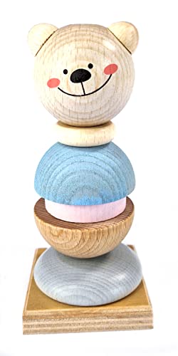 Hess Holzspielzeug 14978 - Stapelspiel Bärchen aus Holz, handgefertigt, für Kinder ab 3 Jahren, ca. 6 x 6 x 12 cm, Turm mit verschiedenen Ringen und Kugelkopf Hess Holzspielzeug 14978 - Stapelspiel Bärchen aus Holz, handgefertigt, für Kinder ab 3 Jahren, ca. 6 x 6 x 12 cm, Turm mit verschiedenen Ringen und Kugelkopf von Hess