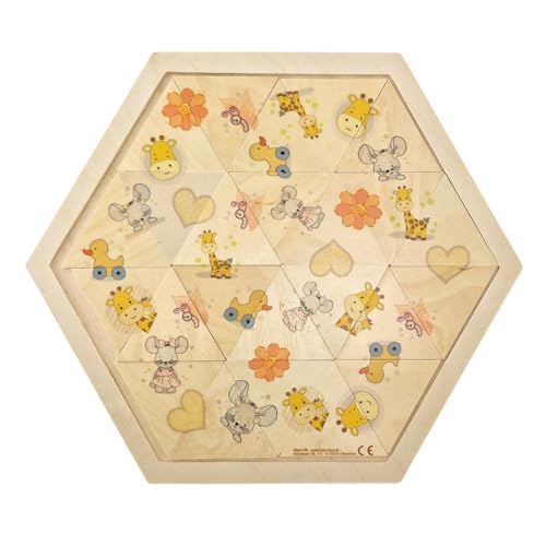 Hess Holzspielzeug 14984 - Legespiel aus Holz in sechseckiger Form mit 24 Teilen, Serie Ella & Emil, handgefertigtes Puzzle für Kinder Hess Holzspielzeug 14984 - Legespiel aus Holz in sechseckiger Form mit 24 Teilen, Serie Ella & Emil, handgefertigtes Puzzle für Kinder von Hess