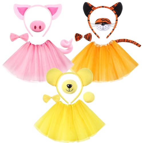 Hestya 3er Set Tier Kostüm Zubehör Rosa Schwein Gelb Tiger Bären Verkleidung Outfit Ohren Haarreif Fliege Schwanz Tutu Tierkostüm Set für Kinder Erwachsene Karneval Halloween Cosplay Thema Party Hestya 3er Set Tier Kostüm Zubehör Rosa Schwein Gelb Tiger Bären Verkleidung Outfit Ohren Haarreif Fliege Schwanz Tutu Tierkostüm Set für Kinder Erwachsene Karneval Halloween Cosplay Thema Party von Hestya