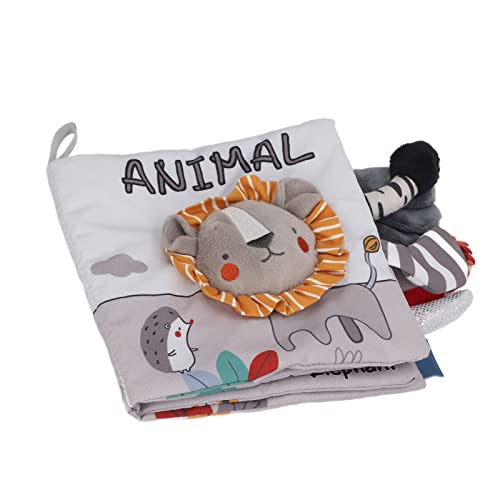 HETHLIF Crinkle Bücher für Babys, Badbücher Babybuch Kaubarer 3D -Bildung Frühes Lernen Weiche Baby Tiertücher Bücher Babytuchbücher für über 4 Monate Grau Weiß (Löwe) von Hethlif