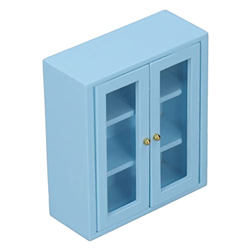 HETHLIF Puppenhaus -Wandschrank, Holzpuppenhauszubehör Holz Miniaturschrank Dekoration 1:12 Skala für Badezimmer Wohnzimmer (Blue) von Hethlif