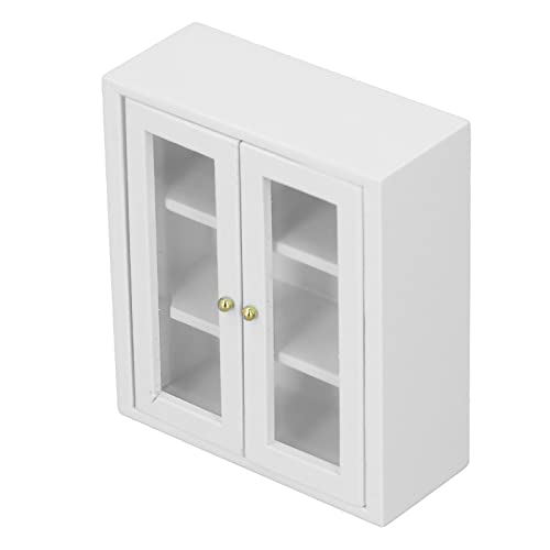 HETHLIF Puppenhaus -Wandschrank, Holzpuppenhauszubehör Holz Miniaturschrank Dekoration 1:12 Skala für Badezimmer Wohnzimmer (White) von Hethlif
