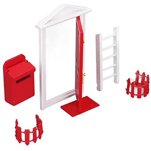 Hethlif Dollhouse -Tür, Feenhaustür Mini -Tür Winzige Hölzerne Zahnfefe Mini Holztür Set Exquisite Verarbeitung Lebendige Details Gesättigte Farbe für 1:12 Puppenhaus (Rot) von Hethlif