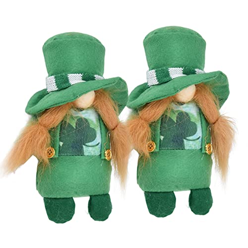 Hethlif Gnomes Puppe, Gnomes Dekorationen für Home mit Weltraumdekor 2pcs Puppe Süße Handgefertigte Grüne Hut Gesichtsloser St. Patrick's Day Dekoration für Raumsofa Tisch (Green Leaf von Hethlif
