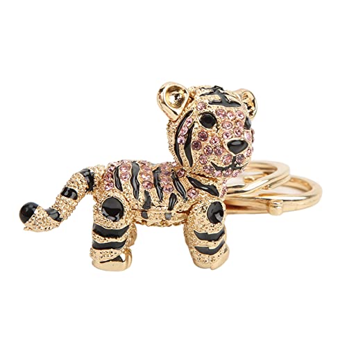 Hethlif Tiger Keychain, Bag Charms Schlüsselbund mit Schönen Strasssteinen ca. 5 X 4 cm / 2 X 1,6 Zoll für Taschen oder Autos (PINK) von Hethlif