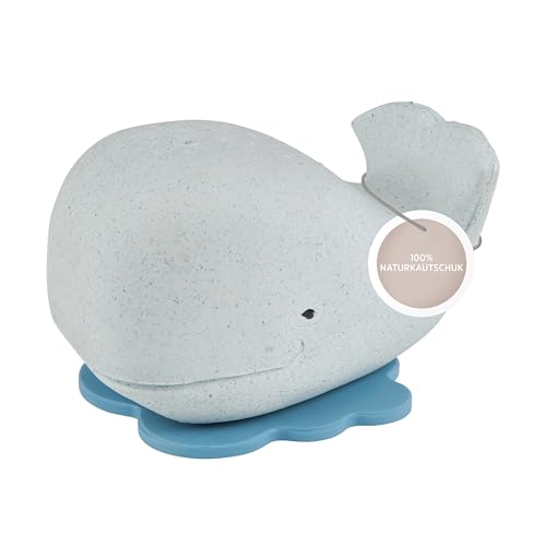 HEVEA Badewannenwal in der Farbe „Blizzard Blue“ I Upcycling Wasserspielzeug aus 100% Naturkautschuk I mit Anti-Schimmel Verschluss I natürlich, plastikfrei und nachhaltig I ‎9X 8.2 x 9.5 cm von Hevea