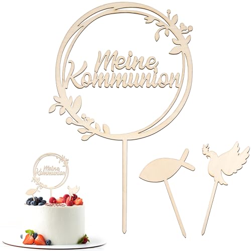 Cake Topper Kommunion Kreativ Konfirmation Tortendeko Holz Cake Topper Taufe Kuchen Dekoration Supplies für Junge Mädchen 3 Stück Cake Topper Kommunion Kreativ Konfirmation Tortendeko Holz Cake Topper Taufe Kuchen Dekoration Supplies für Junge Mädchen 3 Stück von Heveer