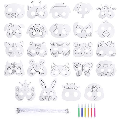 Masken für Kinder Tiermasken Blanko Bemalen Masken für Halloween Weihnachten Geburtstag Bühnenaufführungen Thema Party Carnival 24 Stücke Masken für Kinder Tiermasken Blanko Bemalen Masken für Halloween Weihnachten Geburtstag Bühnenaufführungen Thema Party Carnival 24 Stücke von Heveer