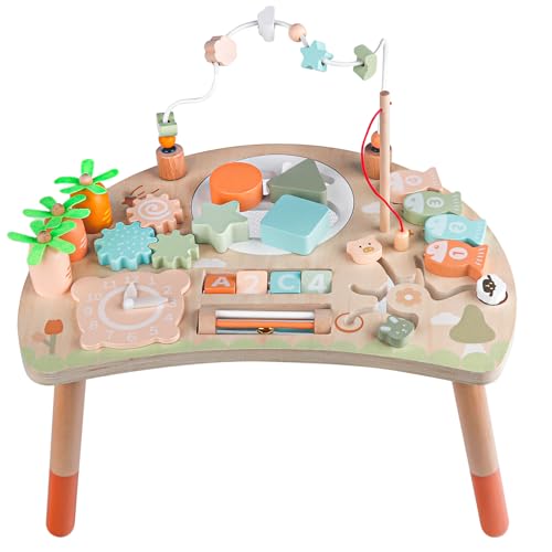 Baby Montessori Spielzeug ab 1 2 3 Jahr, 9-in-1 Holz-Aktivitätstisch für kinder, Kinderspielzeug Holzspielzeug Motorikwürfel ab 12+ Monate, Geburtstag Weihnachten Geschenk 1+ Jahr Junge & Mädche von Hewaurorion