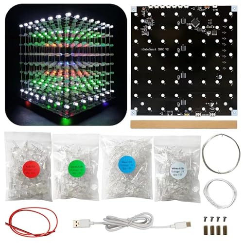 Hexidos 3D8 Led Cube Kit 8x8x8 DIY Kit Elektronische Kit Schweißprojekt-Kit (3D8C-MULTI4) von Hexidos
