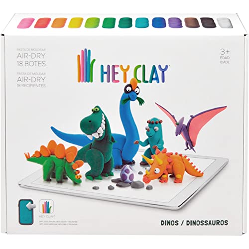 Hey Clay Knete - Interaktive Knete Dinosaurier, 18 Farben, Tauchen Sie EIN in eine aufregende Bastelaktivität mit pädagogisch-kreativem Spiel! KL86203, Kids Licensing, Bunt von Hey Clay