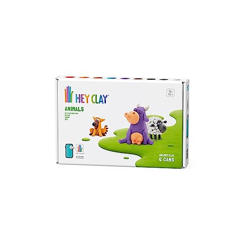 HEY CLAY - Selbsthärtende Knete – mittelfest – 6 Dosen Knete Modelliermasse, erstes Modell – Kreative Aktivität für Kinder – Integrierte Anleitung HEY CLAY - Selbsthärtende Knete – mittelfest – 6 Dosen Knete Modelliermasse, erstes Modell – Kreative Aktivität für Kinder – Integrierte Anleitung von Hey Clay
