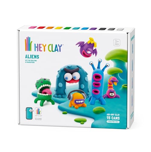 Hey Clay Aliens-Set – bunte Modellier-Kinder – lufttrockenes Ton-Set 15 Dosen und Modellierwerkzeuge mit lustiger interaktiver Anleitung Hey Clay Aliens-Set – bunte Modellier-Kinder – lufttrockenes Ton-Set 15 Dosen und Modellierwerkzeuge mit lustiger interaktiver Anleitung von Hey Clay