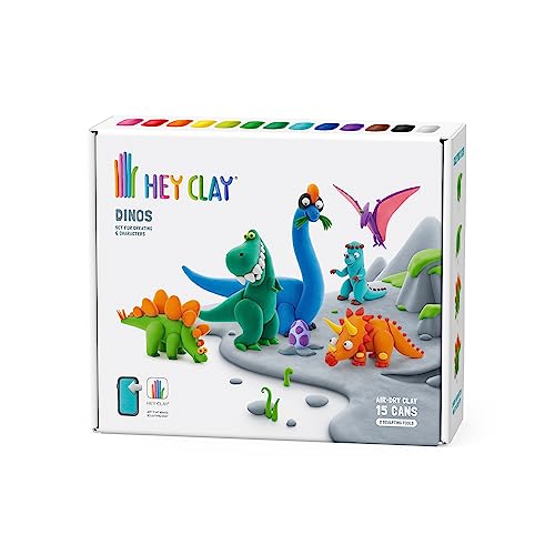 Hey Clay Dinos-Set – bunte Modellier-Kinder – lufttrockenes Ton-Set 15 Dosen und Modellierwerkzeuge mit lustiger interaktiver Anleitung Hey Clay Dinos-Set – bunte Modellier-Kinder – lufttrockenes Ton-Set 15 Dosen und Modellierwerkzeuge mit lustiger interaktiver Anleitung von Hey Clay