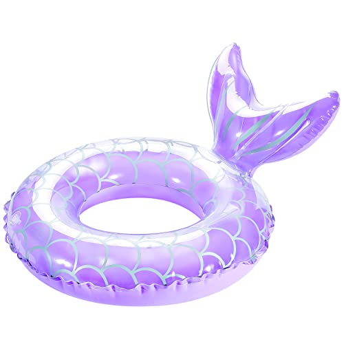 HeySplash Aufblasbarer Schwimmring, 1 Stück Schwimmreifen mit Meerjungschwanzes Form für Pool Strand, PVC Schwimm Ring für Kinder/Erwachsene mit einem Gewicht von 38-88 Lbs, Lila von HeySplash