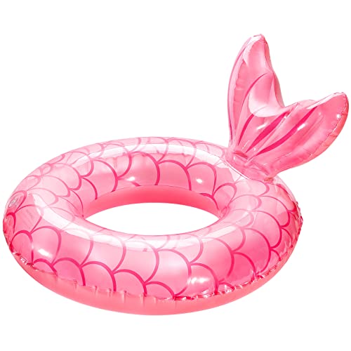 HeySplash Aufblasbarer Schwimmring, PVC Schwimm Ring für Kinder/Erwachsene mit einem Gewicht von 38-88 Lbs, 1 Stück Schwimmreifen mit Meerjungschwanzes Form für Pool Strand, Rosagold von HeySplash