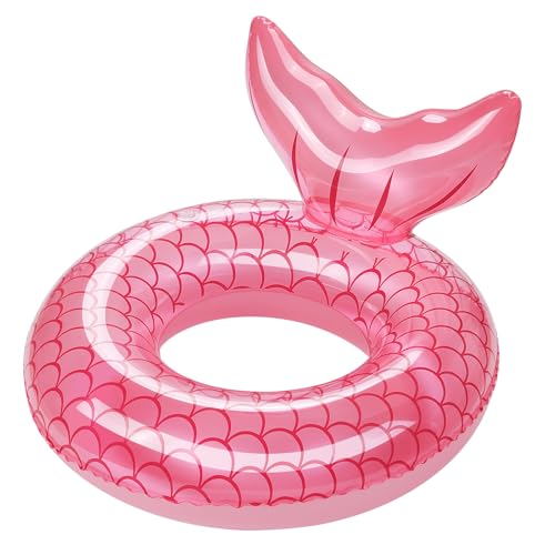 HeySplash Aufblasbarer Schwimmring, PVC Schwimm Ring für Kinder/Erwachsene mit einem Gewicht von 38-88 Lbs, 1 Stück Schwimmreifen mit Meerjungschwanzes Form für Pool Strand, Rosagold von HeySplash