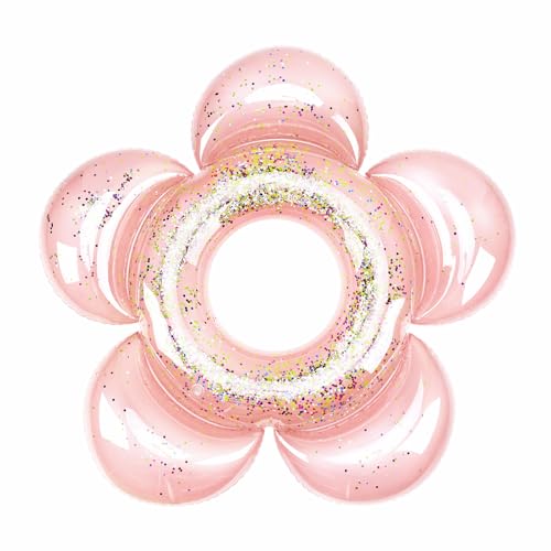 HeySplash Ausblasbar Schwimmring mit Glitzer, Blumen Schwimmreifen Luftmatratze Lounge Floßrohr, Sommer Pool Beach Party Schwimm Spielzeug für Kinder - Rosa Gold HeySplash Ausblasbar Schwimmring mit Glitzer, Blumen Schwimmreifen Luftmatratze Lounge Floßrohr, Sommer Pool Beach Party Schwimm Spielzeug für Kinder - Rosa Gold von HeySplash