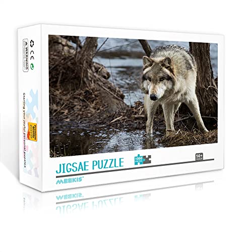1000 Teile Minipuzzle für Erwachsene Wolf Klassisches Puzzle Herausforderndes Kunstpuzzle (38x26cm Kartonpuzzle) Puzzle für Erwachsene und Kinder von Heyazc