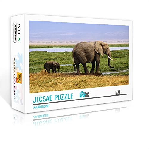 Mini Puzzle für Erwachsene 1000 Teile Elefant Puzzle Set Puzzle DIY Home Entertainment Spielzeug (38x26cm Kartonpuzzle) Puzzle für Erwachsene und Kinder von Heyazc