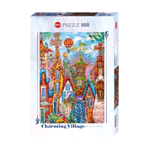 HEYE, Blue Gate, Charming Village, Puzzle 500 Teile, Fantasie Puzzles, Fördert Konzentration, IQ Puzzle Spiele, Perfekt für die Puzzlematte, Gelegte Größe: 35 x 50 cm von Heye