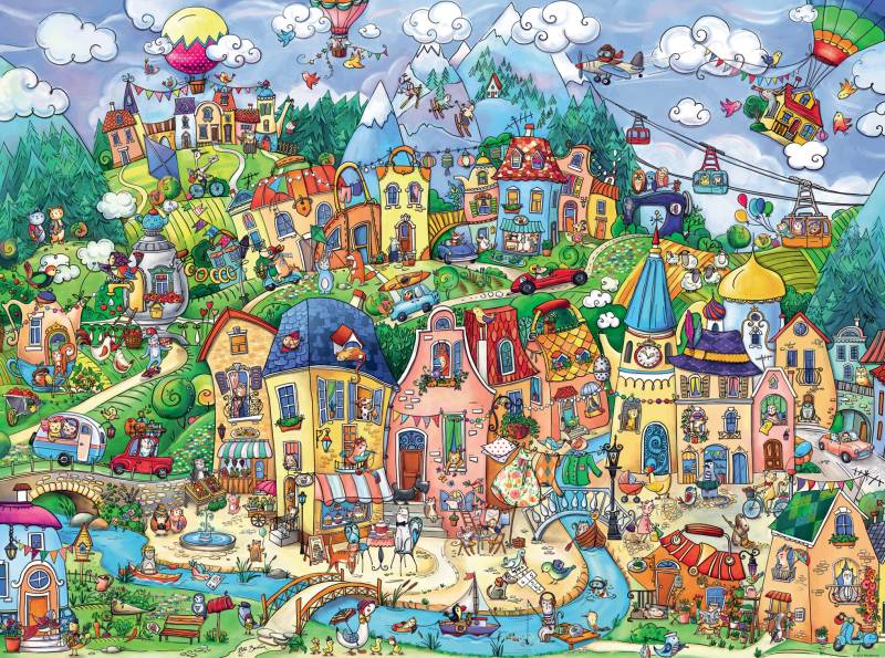 Heye Cartoon Triangular - Happytown 1500 Teile Puzzle Heye-29744 von Heye