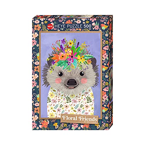 Heye Funny Hedgehog, Floral Friends 500 Teile Puzzle, Silver von HUCH!