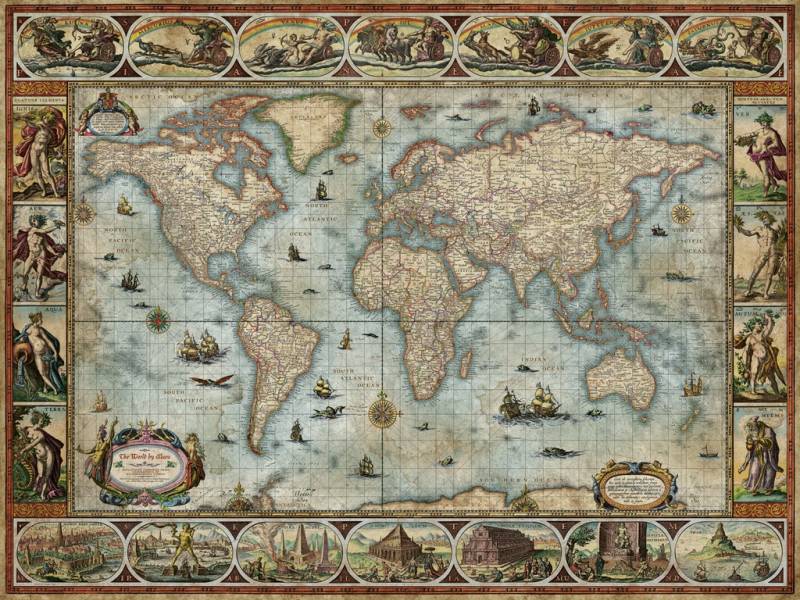 Heye Map Art - Willem Blaeu World 1500 Teile Puzzle Heye-30109 von Heye